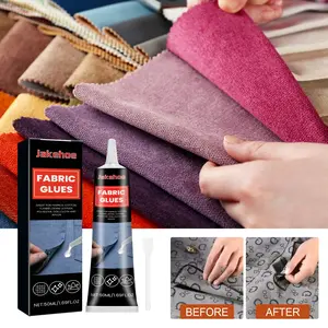 Jakehoe Transparent Fabric Glue Waterproof Easily Washable Drying Strong Adhesive for Clothes Denim Cloth, Textile Glue for Clothing Repair, Clear Glue Adhesive