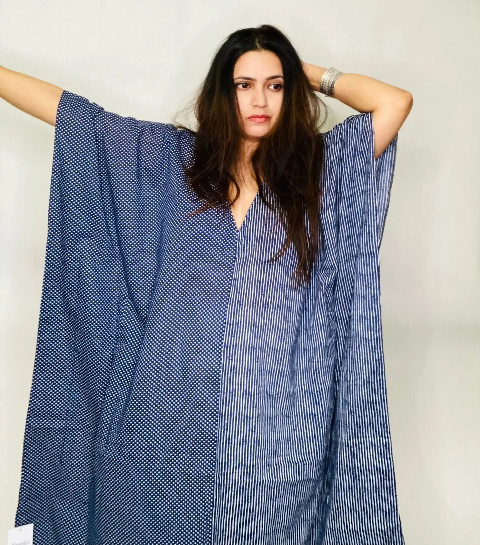 Hand Block Print Dress Plus Size Caftan Indian Cotton Kaftan Summer Cotton Dress Simple Polka Dots Design for Women