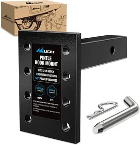 Nilight 3-Position Pintle Hook Mount for 2" Hitch Receiver Solid Steel MGTW 14,000 lbs 9-Inch Length Black Pintle Hook Hitch Mounting Plate Boat Fenders Boating Accessories