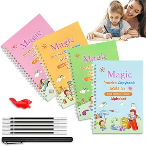 Magic Practice Copybook for , Magic Calligraphy That Can Be Reused,Magical Handwriting Workbooks Practice Copybook for  (4Book + Pen Set)