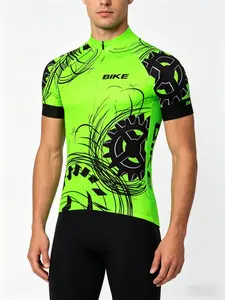 Men's Cycling T-Shirt, Professional Road Bike Mountain Bike Riding Top, High Elasticity Knit Fabric, Back Pocket Design, Round Neck