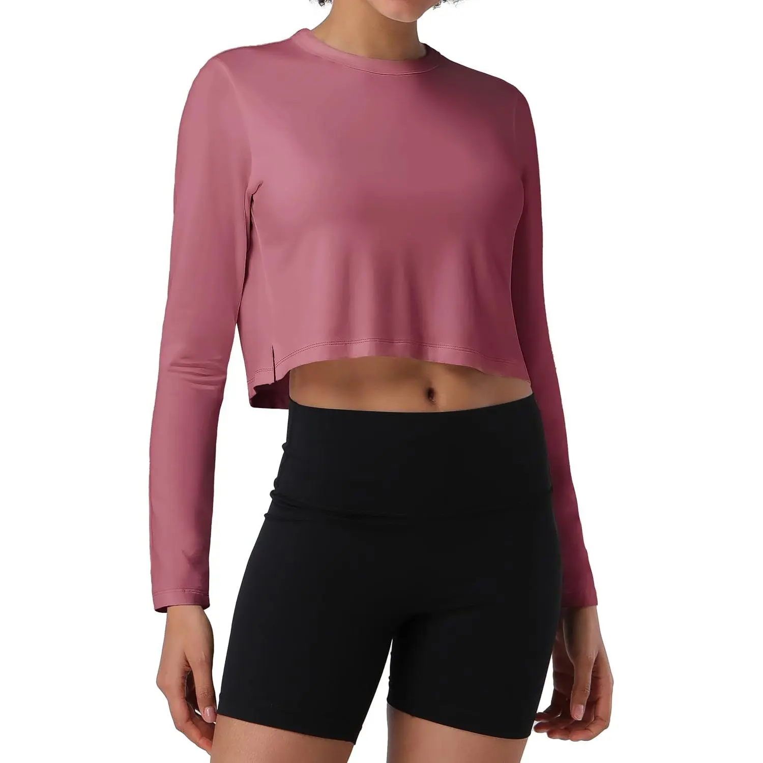 Pioneer Camp Women's Long Sleeve Bamboo Viscose Crop Top - Activewear Tee, Aesthetic Gym Apparel, Athletic Style Activewear, Fitness Clothes Top, Fitness Training Wear for Loose Athletic Gym Yoga