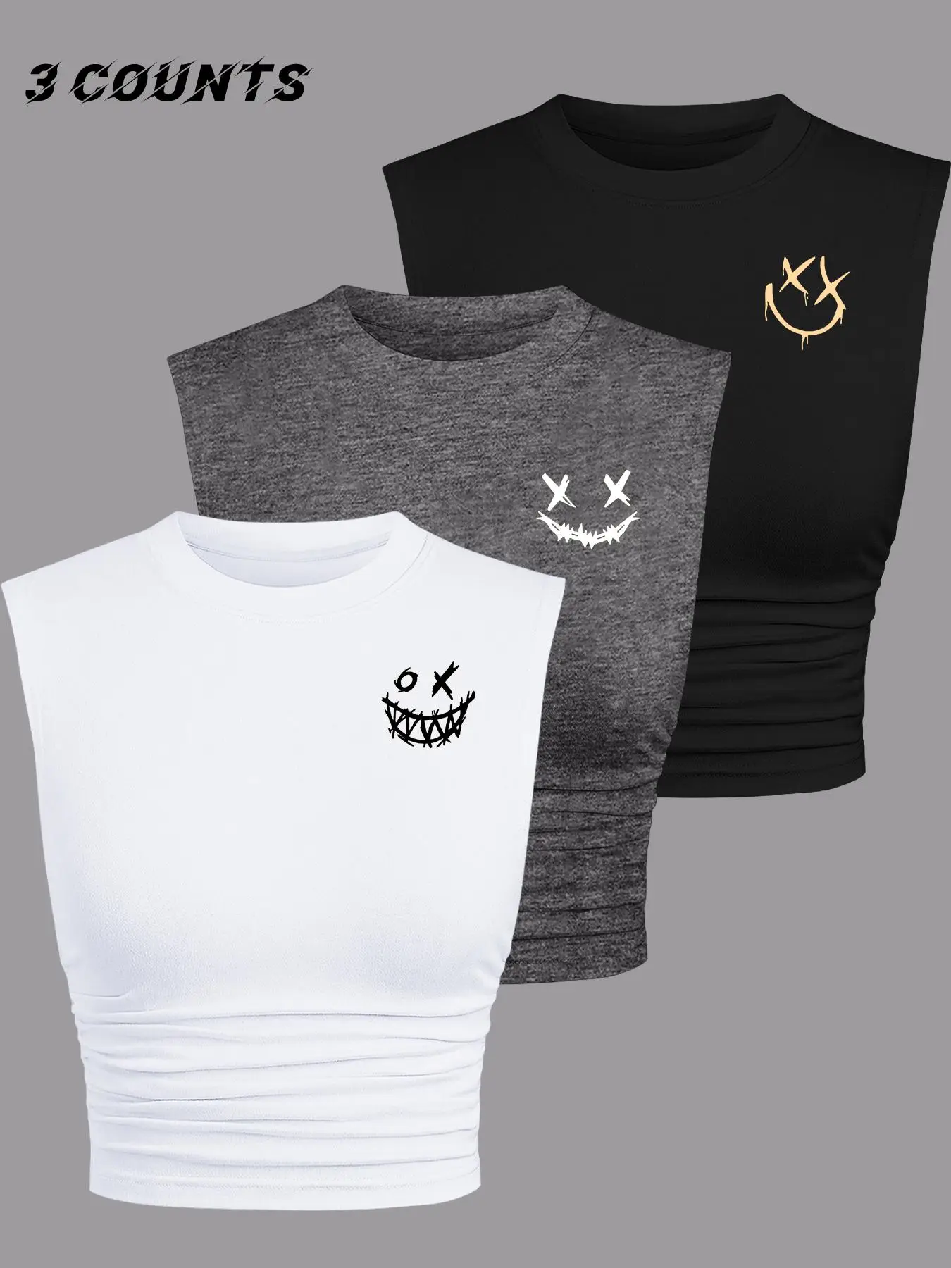 Women's Round Neck Tank Top, Casual Sleeveless Crew Neck Top for Summer, Ladies Clothes for Daily Wear