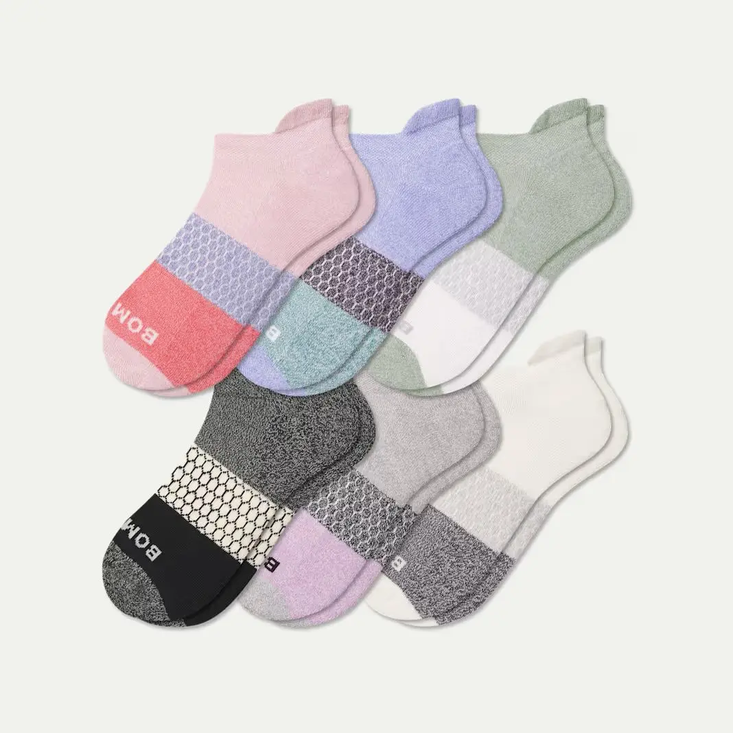 [Limited Time] Packs 1-5 BB Tri-Block Honeycomb Ankle Support Solid Socks for Women, Men | Multi Colors Unisex Running Socks, Seamless Toe, Compression Socks