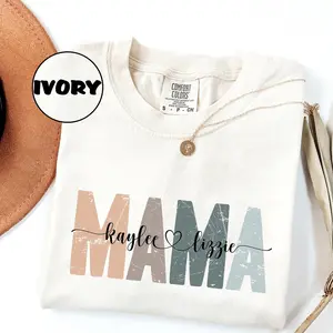 Personalized Mama Comfort Colors® Shirt, Custom Mom Life Outfit, Personalized Mom Shirt With Kids Names, Retro Mama Tshirt, Mothers Day Gift V8