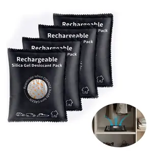 100g x 2pcs/4pcs Rechargeable Desiccant Packs, Reusable Car Dehumidifier, Microwave Reactivated Silica Gel Packets Moisture Absorber with Color Indicating for Safe Closet Basement Garage