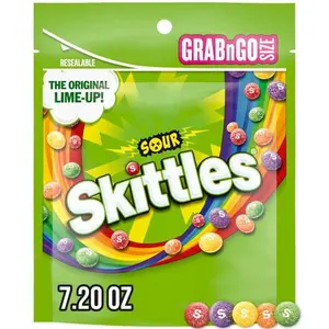 (W)Skittles Sour Candy, Chewy Candy Grab N Go - 7.2 oz Bag