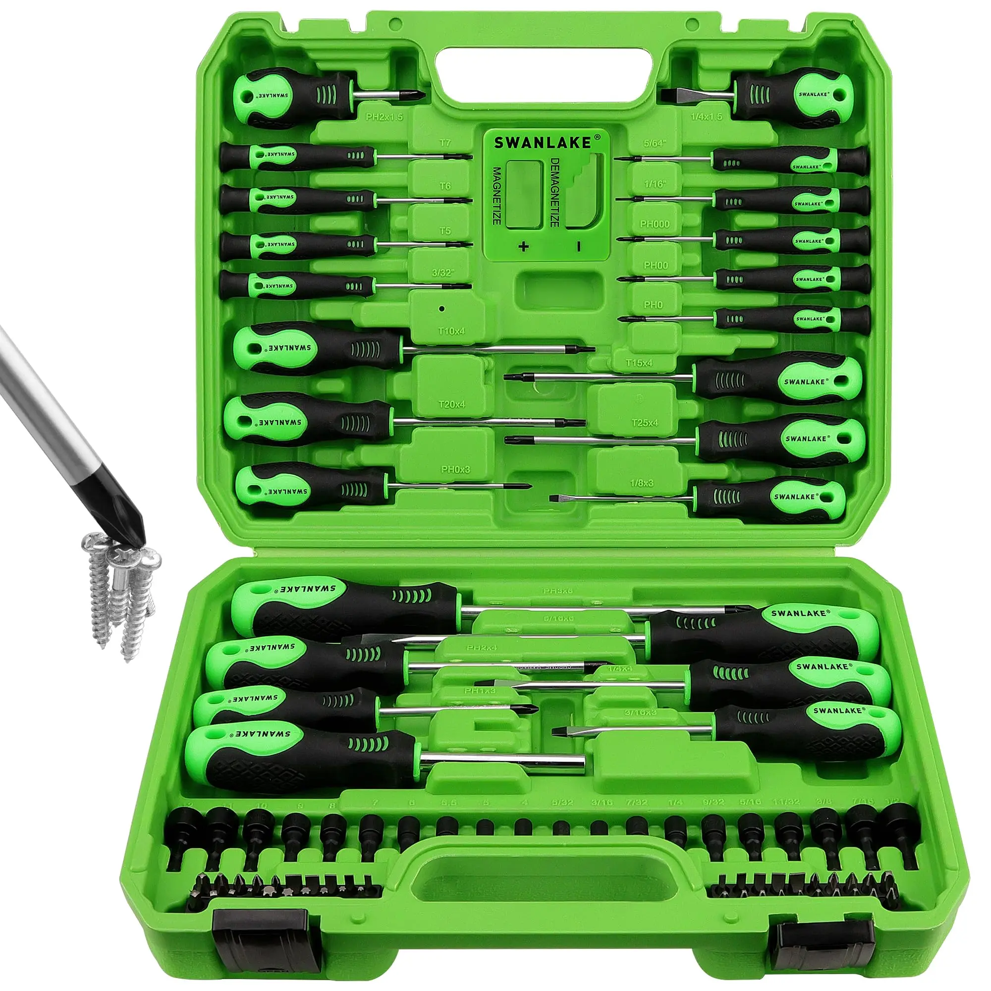 SWANLAKE 86PCS Magnetic Screwdriver Set,Includes Slotted/Phillips/Torx Mini Precision Screwdriver, Replaceable Screwdriver Bits and Nut Drivers With Sturdy, tool box#fathersdaygift,father'sdaygifts