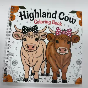 Highland Cow Coloring Book, Adult Stress Relief Coloring Book, Adorable Cows Coloring Book, Doodle Book, Art Sketch Book, Cartoon Healing Spiral Notebook, 24 Different Patterns