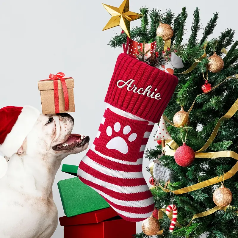 Personalized Christmas Stockings for Pets, Classic Polyester, Festive Holiday Decor, No Feather, Home & Kitchen, Dog Theme, Assorted Sizes