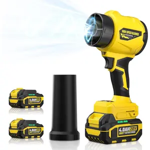 Leaf Blower with 2 X 4.0Ah  and Charger, 20V Cordless Blower for Lawn Care, & House Cleaning, 980,000 RPM Jet Blower, Extended Nozzle & Earbuds Included, Yellow
