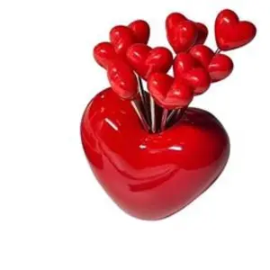 10 Piece Reusable Stainless Steel Heart Shaped Fruit Forks for Valentine's Day, Christmas, Weddings and Parties, Durable Snack Serving Utensils for Romantic Themes