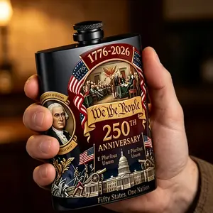 250th Anniversary of America Whiskey Decanter, 350ML High Borosilicate Glass Flask Drinkware, 1776-2026 Patriotic Gift, Durable and Elegant Design, History