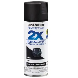 Rust-Oleum 334020 Painter's Touch 2X Ultra Cover Spray Paint, 12 oz, Flat Black