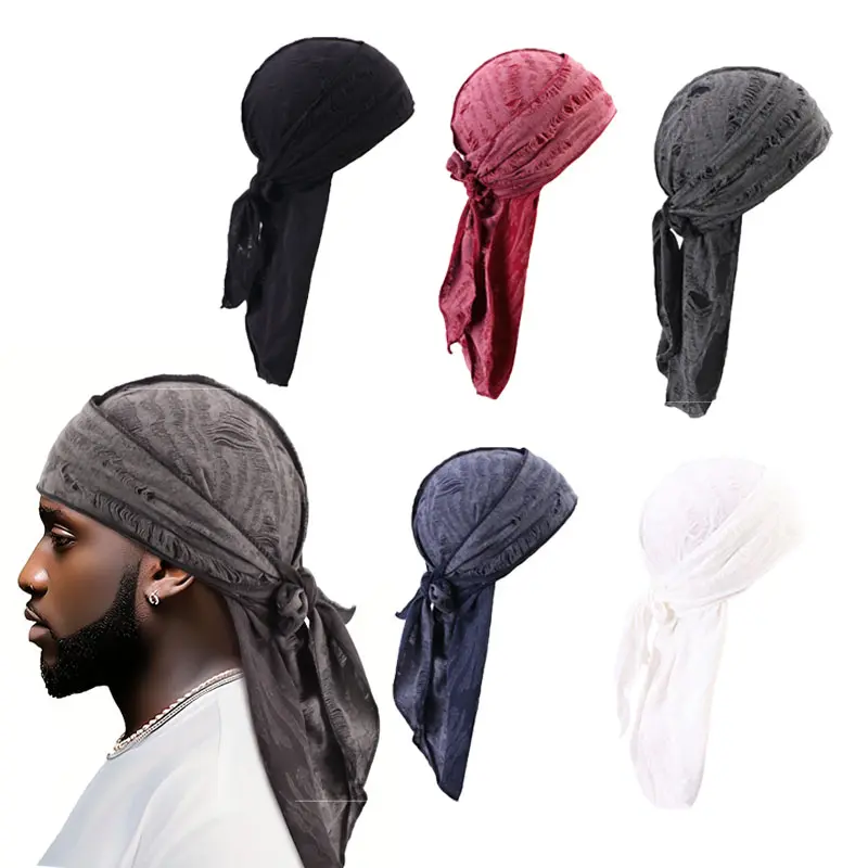 1Pcs/3Pcs Retro Distressed Headwrap Set - Unisex Soft Stretch Ripped Bandana Turban, Breathable Funky Unique Accessories, Pirate-Style Flair Casual & Hip-Hop Sports & Outdoor Hats for Daily Outfits, Casual Sports & Outdoor Hats