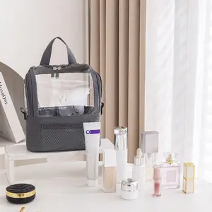 Large Capacity Crossbody Makeup Bag, Transparent Waterproof Travel Pouch, Single Shoulder Cosmetologist Bag, New Design Beauty Organizer