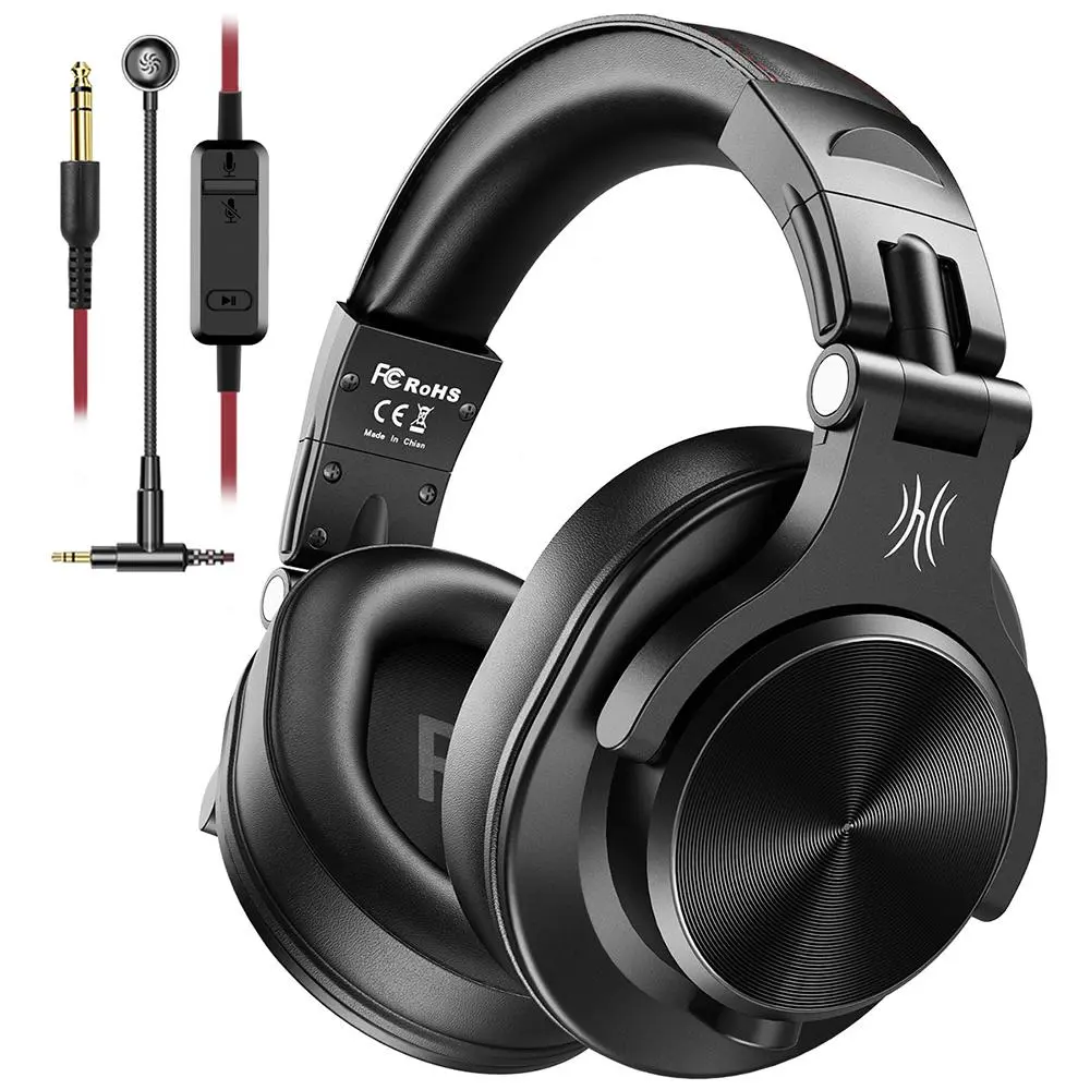 Oneodio Studio DJ Headphones for Monitoring, 3.5mm/6.35mm Wired Hi-Res Over Ear Gaming Headset with Boom Microphone for PC Ps4 Xbox One, Office Use, Computer Headset, Gaming Peripherals