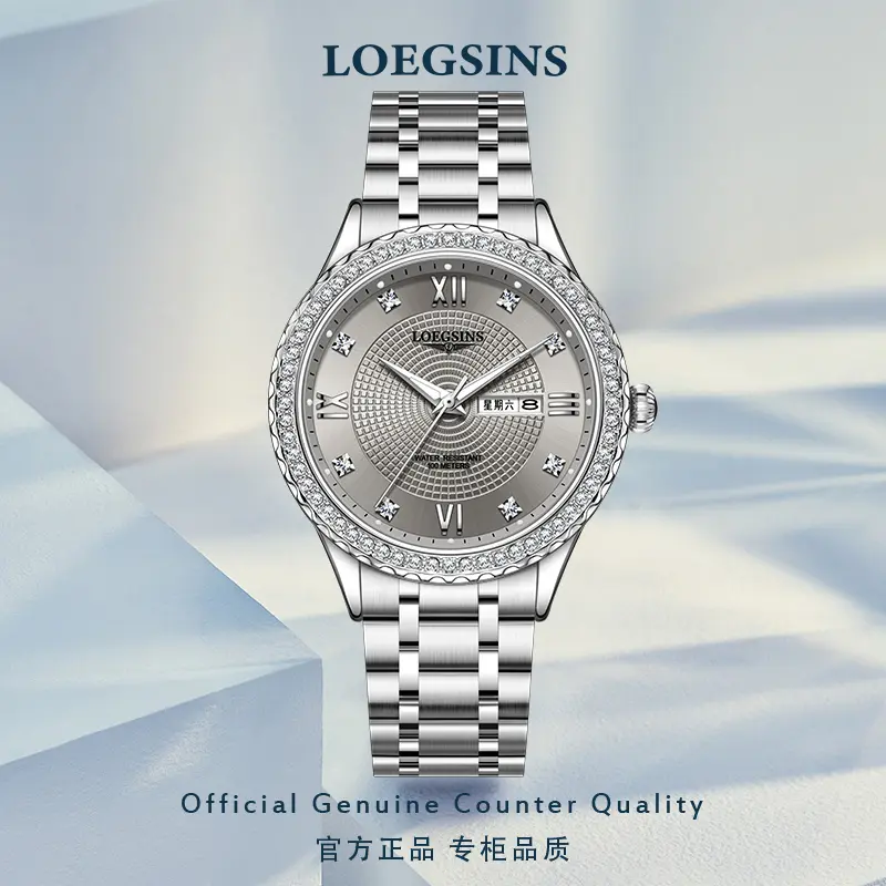 LOEGSINS Elegant Men’s Watch Model 853, Swiss precision engineering, case size 40 mm, stainless steel material, sapphire crystal watch face, water-resistant and shockproof, luminous hands, suitable for business and social occasions, global quality assuran
