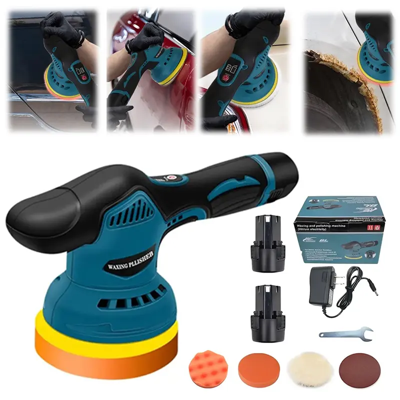 Cordless Car Buffer Polisher,5500RPM Cordless Car Polishing Machine with 2x21V Rechargeable tteries,8 Variable Speed,Polisher for Car Detailing Scratch Removing, Polishing orbital mini Kit Rotary