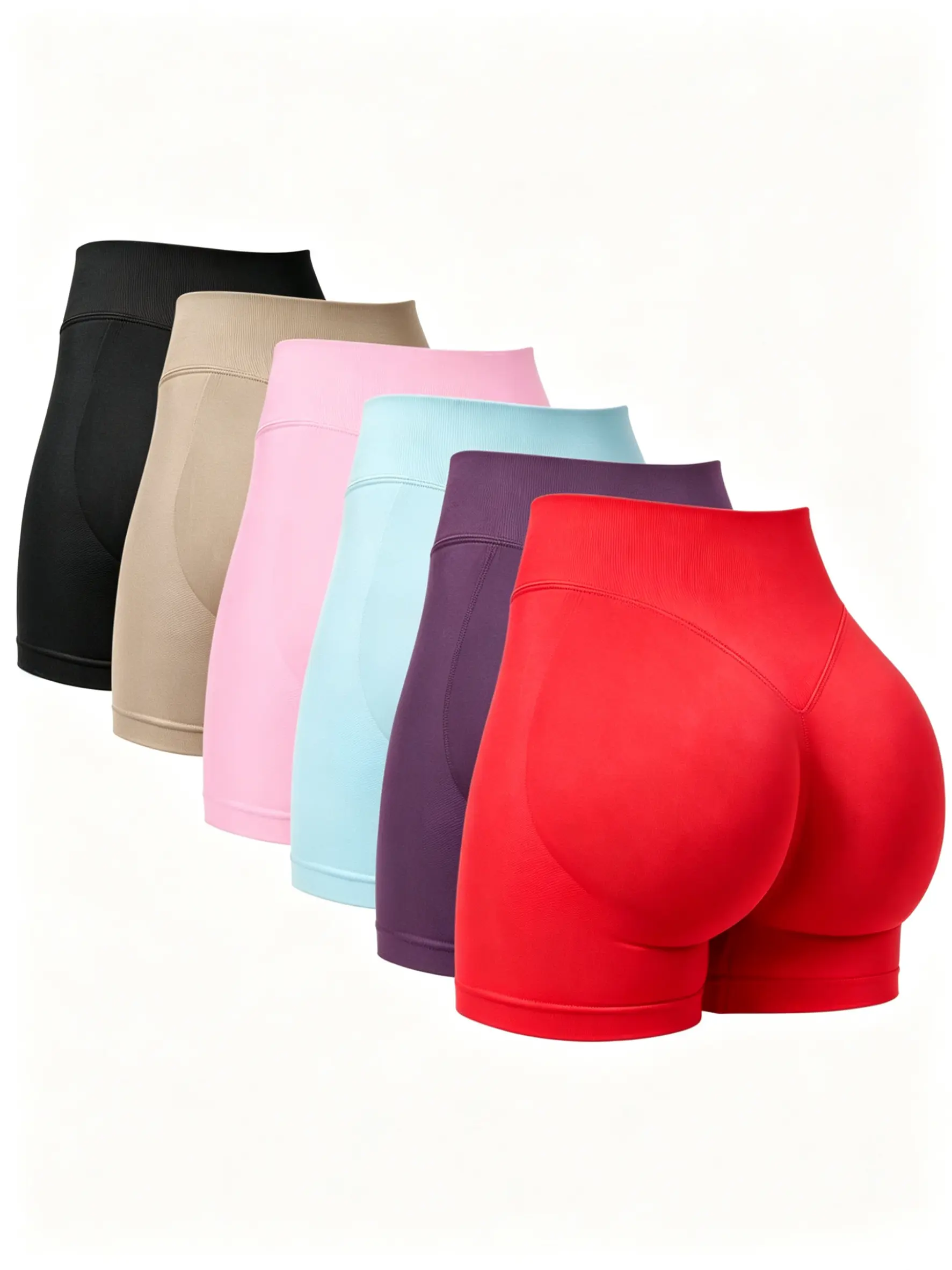 1–6 packs seamless women’s shorts, invisible scrunch butt-lifting gym seamless biker shorts, breathable comfortable high-stretch skinny shorts, gym shorts, ladies sportswear for indoor and outdoor wear, scrunch active shorts