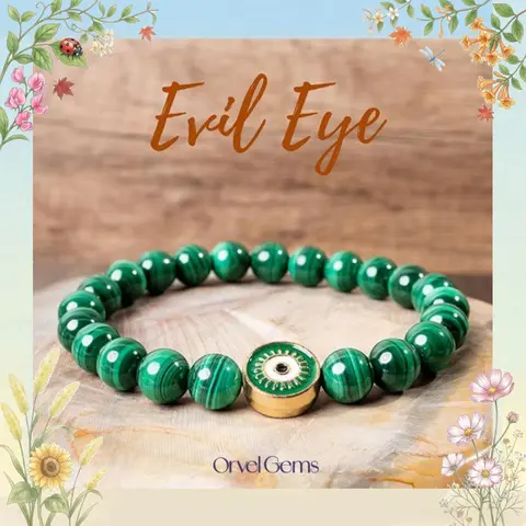 Evil Eye Energy Crystal Bracelet | 8mm Lapis Lazuli, Malachite, Apatite, Peach Moonstone, Howlite, Tiger's Eye, Rose Quartz, Black Tourmaline, Green Aventurine, Amazonite, Selenite, Amethyst Beads | Handmade Jewelry
