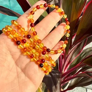Natural Baltic Amber Mix 6mm Beaded Bracelet - Handcrafted with Genuine Amber Beads for Unique Style