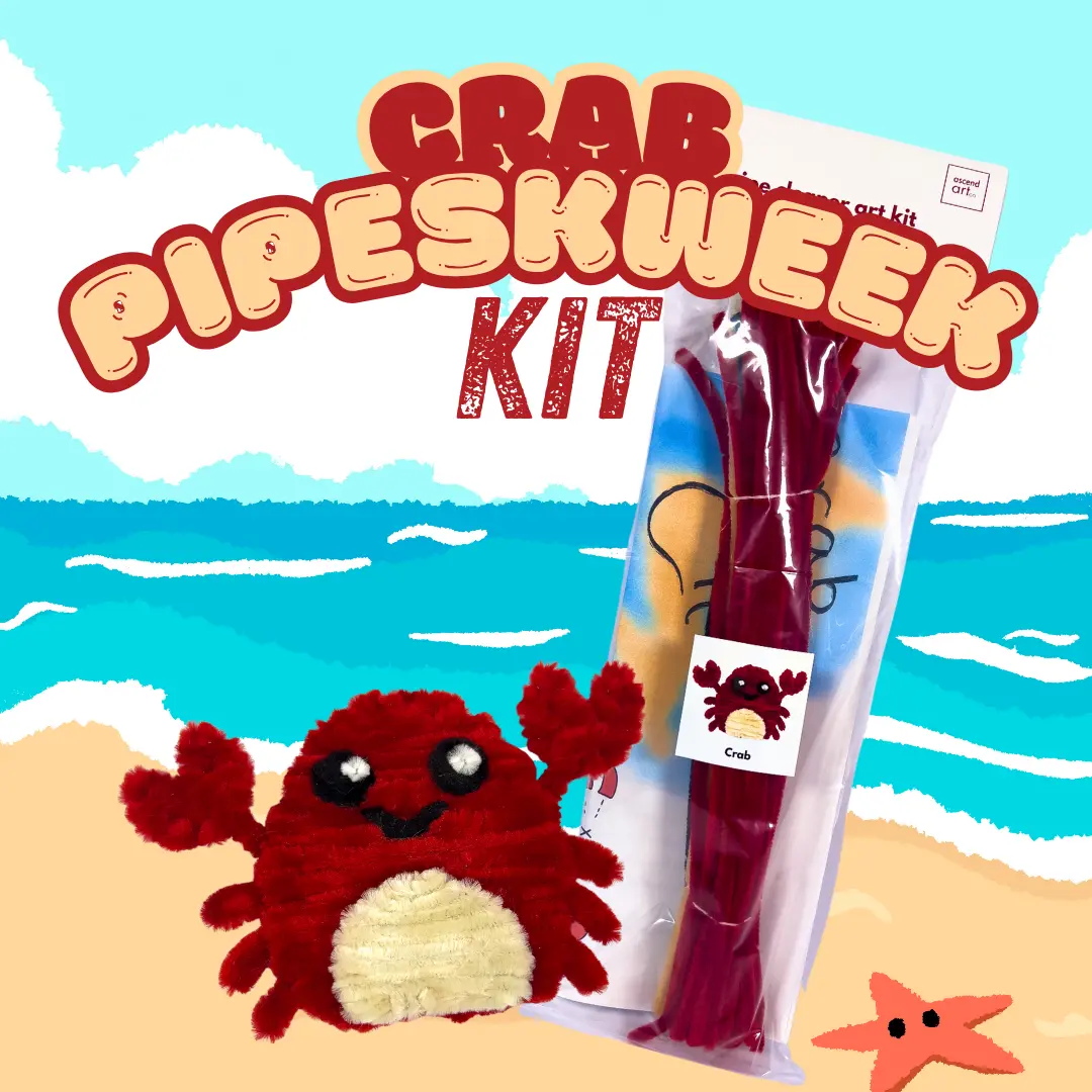 Crab PipeSkweek Pipe Cleaner Craft Kit - Includes Pipe Cleaners, Instructions, Template & Video for DIY Enthusiasts