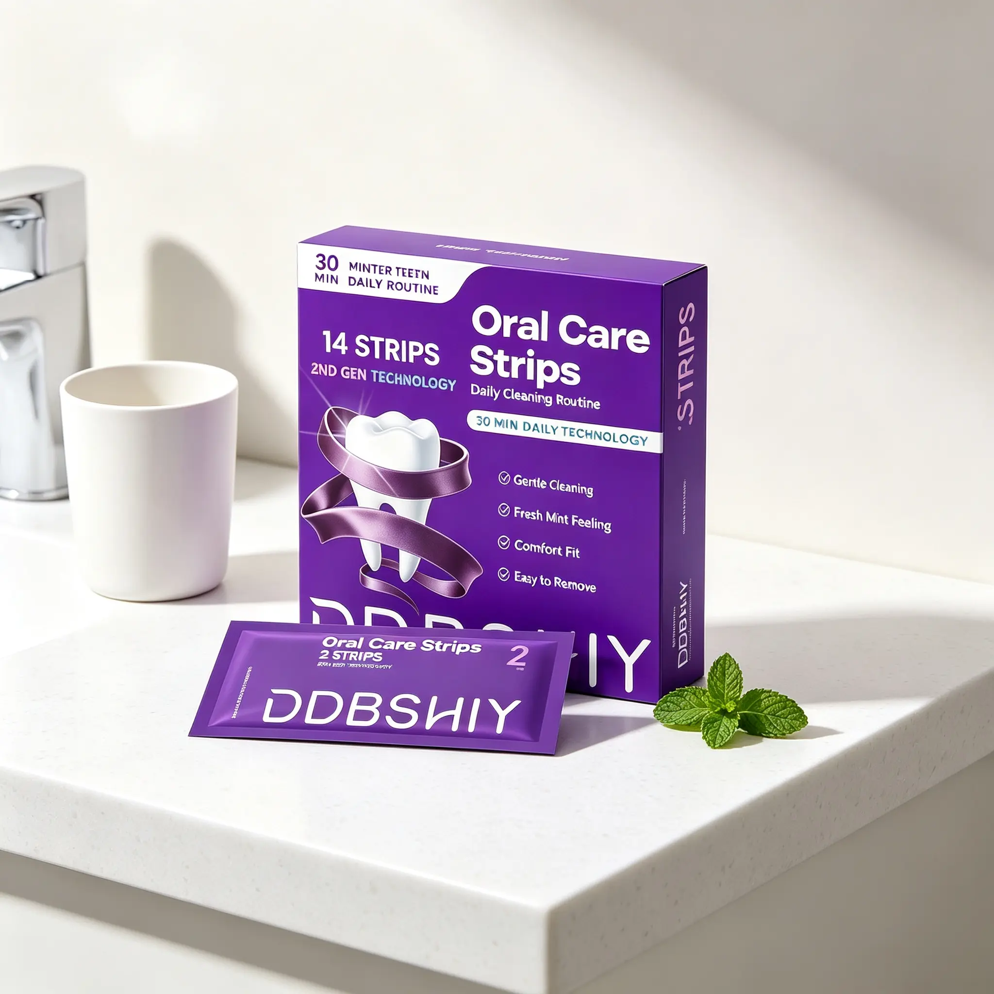 DDBSHIY Daily Oral Cleansing Strips, New Improved Mild Formula Oral Care Strips, 30 Mins Simple Daily Self Care Oral Product, 14 Individual Pairs, 28 Strips in Total