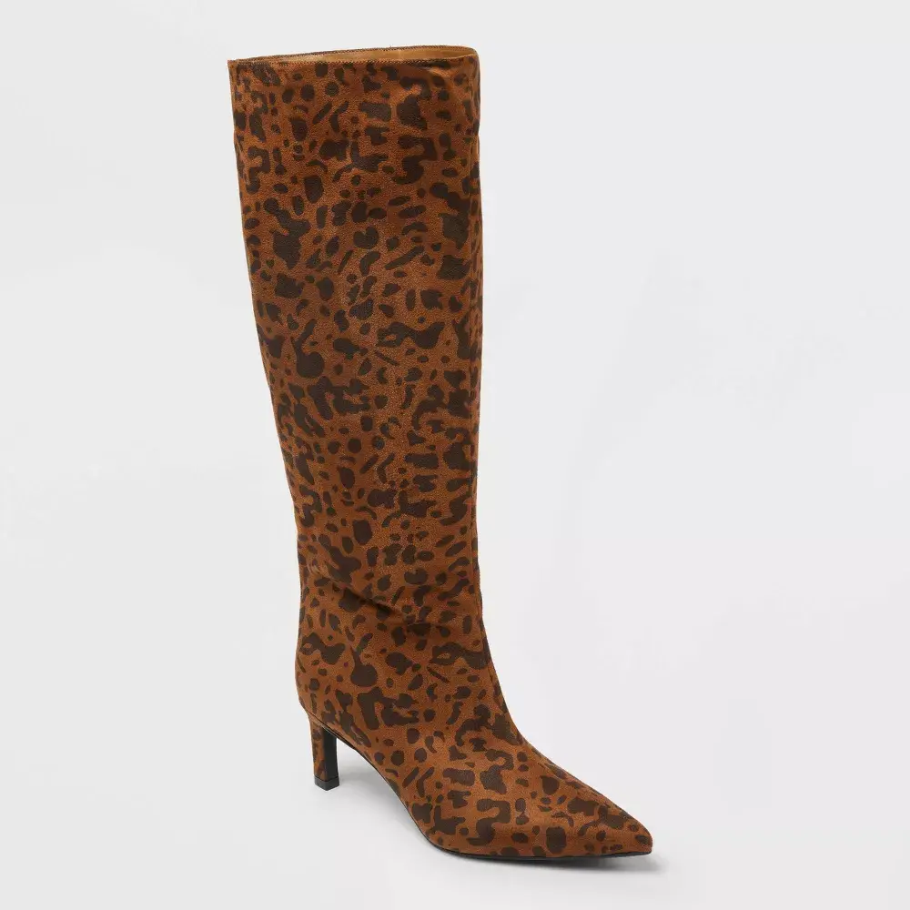 A New Day Women's Justice Leopard Memory Foam Mid-Calf Boots - Light Brown