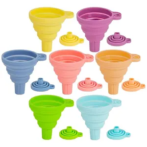 Kitchen Funnel  7 Pack, Collapsible Silicone Funnel for Filling Bottles, Beverage