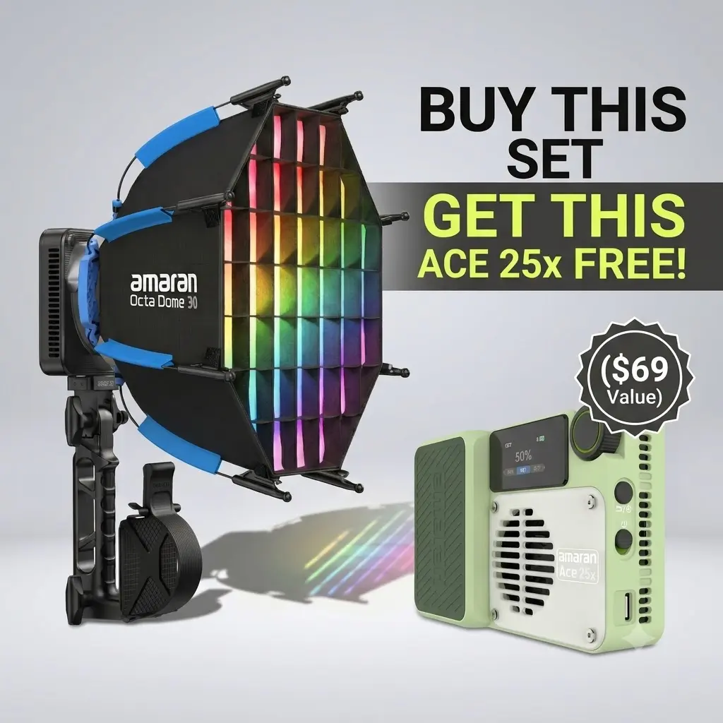 amaran Ray 60c/120c RGB Video Light A- 60W full-color Portable Studio Light CCT 1,800K-20,000K,3910Lux/1m, IP54 Bowens Mount,w/Softbox Portable Bag for Content Creators Vlog,Live Streaming,Weddings, Events, Conventions