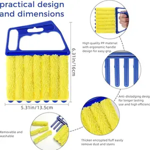 4Pcs Window Venetian Blind Cleaner Duster Tool,Washable 7 Fingers Dusting Cleaner and Air Vent Cleaner,Shutter Cleaner Brush,Blinds Air Conditioner