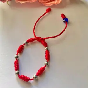 pulseras de 7 nudos con cuencas de acero inoxidable para bebé color dorado y plateado