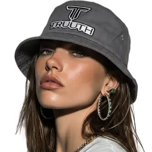 TRUUTH Patch Logo Bucket Hat - Dark Gray Hats for Daily Casual Wear