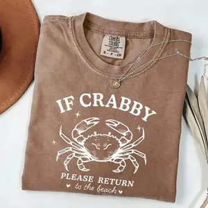 Comfort Colors Funny Beach Crab T-Shirt for Women, If Crabby Return to Beach Tee, Summer Gift for Her, Ocean Lover Tshirt