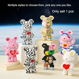 Multicolor Surprise Gift Bear Animals 3D Puzzle Stem Building Blocks Decoration, Home Office Bookshelf Decor, Party Living Room TV Stand Display