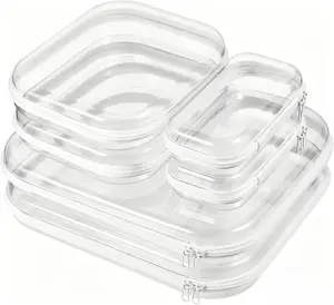 6/3 Pack Clear Hard Shell Zipper Case, 3 Sizes Plastic Organizer Pouch, Double Zippers Hard Pouch, Plastic Cosmetic Bag with Zipper for Travel Organizer Makeup Storage Office Supplies(2L+2M+2S)