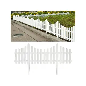 24counts 48ft Garden Fence Border White Plastic Plant Fence Garden Picket Decorative Fence Outdoor Garden Lawn Landscape Edging Flowerbeds Plant Plastic Borders
