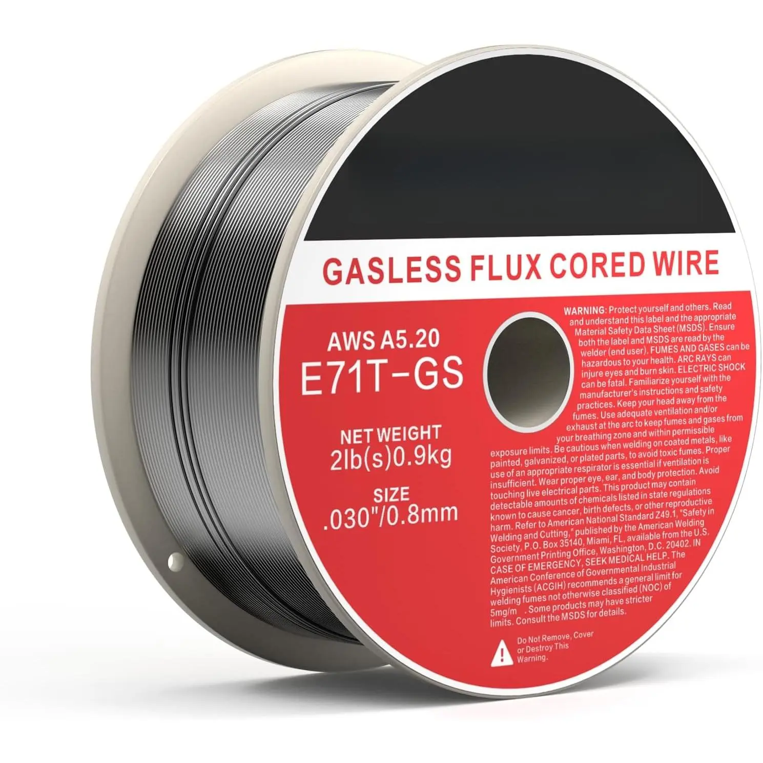 0.030" Diameter Low Spatter Gasless Flux Core MIG Welding Wire, E71T-GS, 2lb Spool for Versatile Metal Welding (Ideal for Hobbyists Including Galvanized Steel Applications)