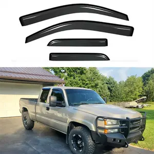 Dark Smoke Curved External Mount Side Window Deflectors for Vehicle, Compatible with 1999-2006 Chevy Silverado/GMC Sierra 1500, 2001-2006 2500/3500, 2007 HD Classic Extended Cab Trucks