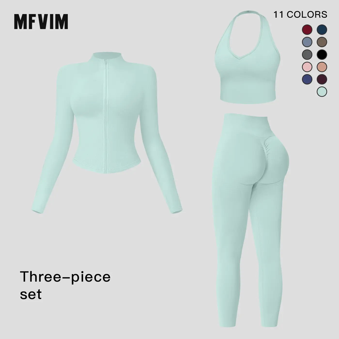 MFVIM Women's 2-Piece Solid Criss Cross Crop Tank Top, High Waist Leggings & Zip Up Crop Jacket Sweatsuit Set, Breathable Textured Thermal Lined Activewear for Yoga Gym, Women's Clothes Outfits Workout Sets,summerwins,travel essentials,camping essentials