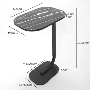 Black Marble Rectangular Side Table Sleek Compact Lightweight Easy to Move for Living Room Bedroom Couch Sofa Nightstand Versatile Home Accent