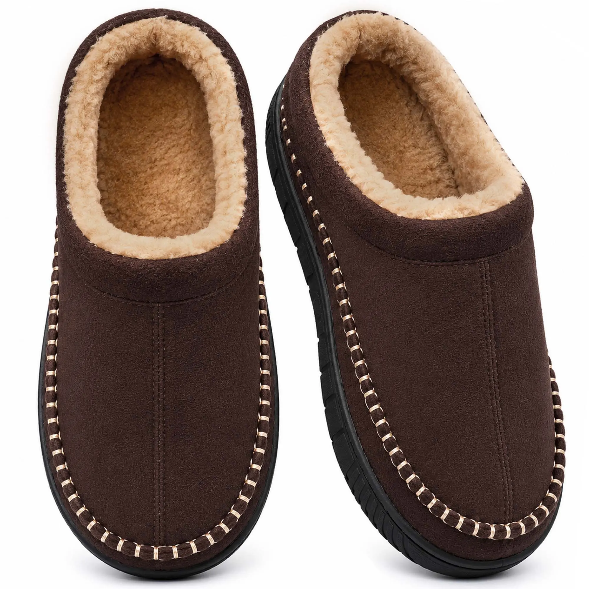 Men's Slip-On Moccasin Shoe - Soft Memory Foam, Thick Bottom Rubber Slippers, Fuzzy Wide Loafers for Indoor-Outdoor Use, Ideal Father's Day Gifts for Guys, Thick Bottom Slippers, Memory Foam Slipper tiktokshopbacktoschool