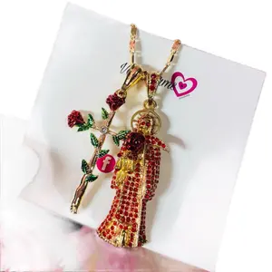 Cross Santa Muerte Necklace 60 cm chain