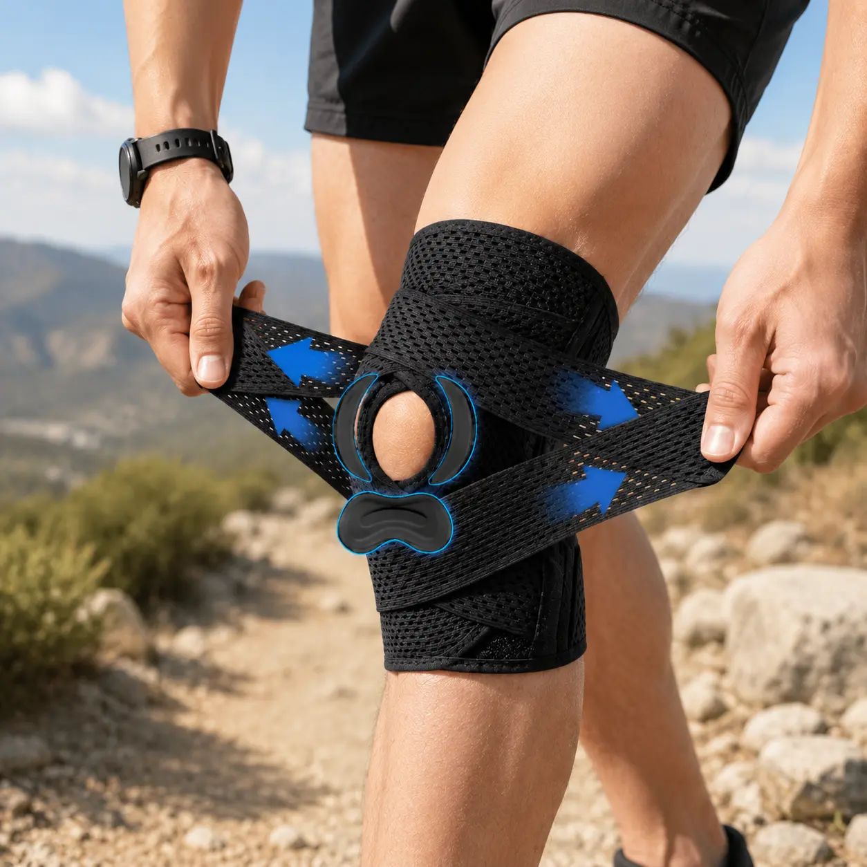 Knee Brace for Knee Pain,Adjustable Knee Wrap with Patella Gel Pad & Side Stabilizer for Workout Sports Arthritis