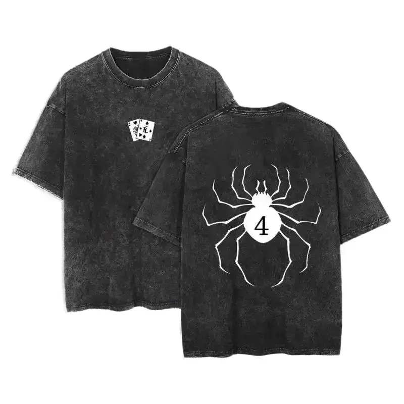 Shizuku Hunter X Hunter Anime Double Printed Vintage Washed Tee Unisex Oversize Heavyweight Cotton T-shirt,acid gymwear merch,anime fan bleach merchandise,unisex retro anime lover,manga movie,oversized japanese y2k gife