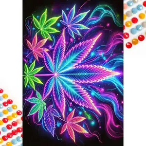 5D DIY Diamond Arts Colorful Painting Kit, Leaf Pattern Diamond Arts Colorful Painting Without Frame, Handmade Art Crafts for Home Decor, Diamond Painting Kits
