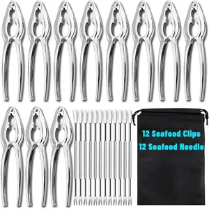24 Pcs Crab Crackers and Tools, Heavy Duty Nut Crackers Seafood Tools for Crab Legs - Crab Nut Lobster Crackers Opener Cracker Tools for Kitchen Kits, Nut Cracker Set