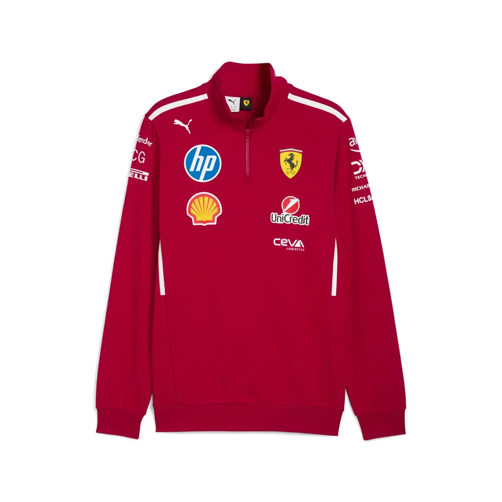 PUMA Mens Scuderia Ferrari Team Half Zip Motorsport Sweatshirt Casual - Red PUMA Mens Scuderia Ferrari Team Half Zip Motorsport Sweatshirt Casual - Red