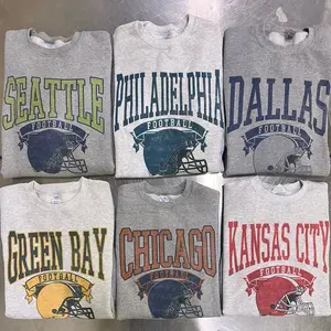 Vintage Football Sweatshirt Hometown Team Pullovers Sublimation Print Long Sleeve Casual Fabric Menswear Soft Cozy Retro Style Comfortable All-Season Wear Day Biker